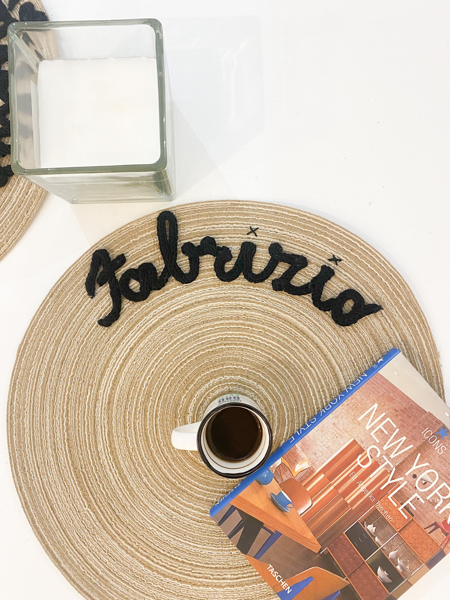 Tovaglietta tonda in cotone personalizzata