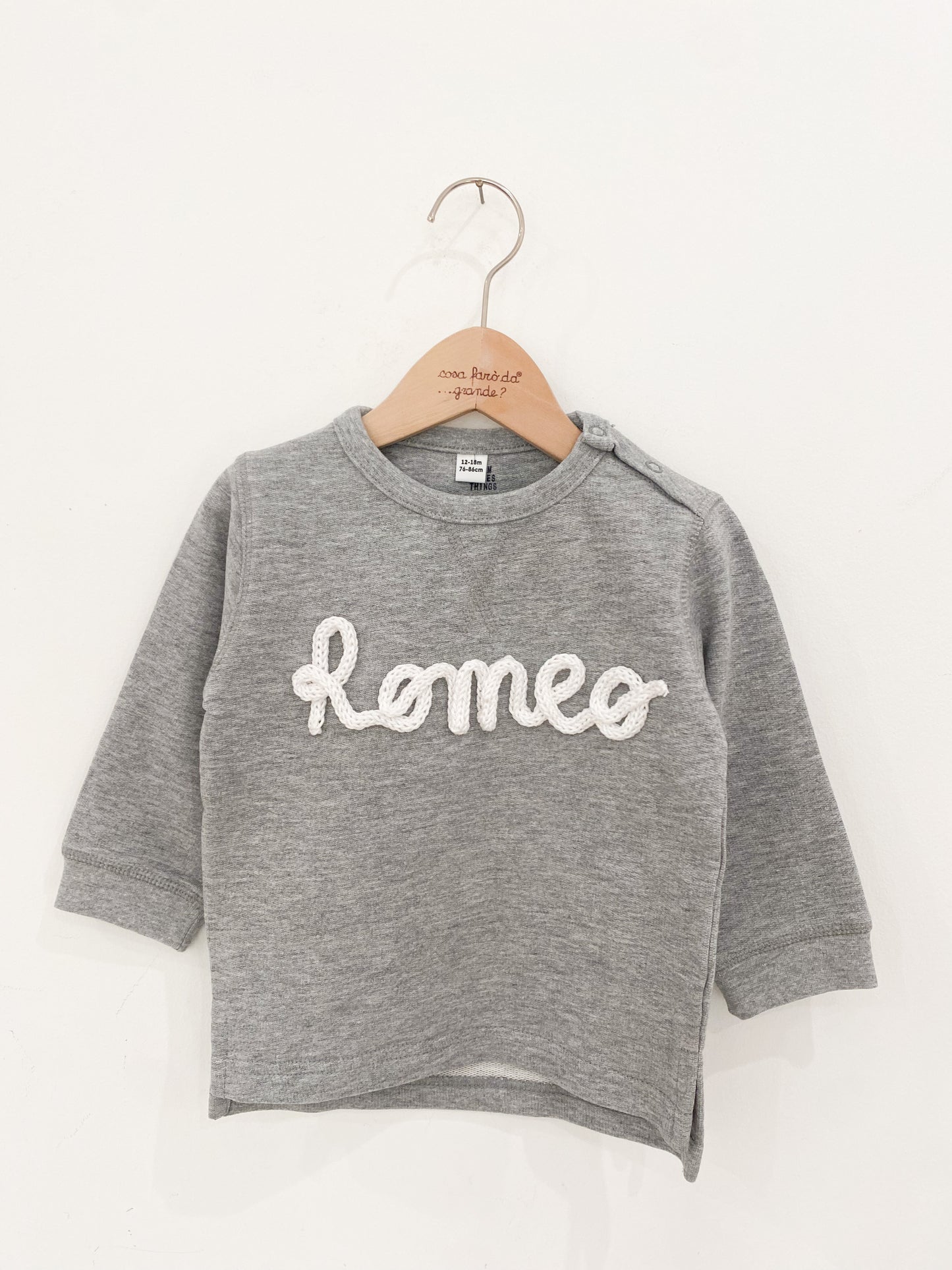 Felpa grigia bambino personalizzata